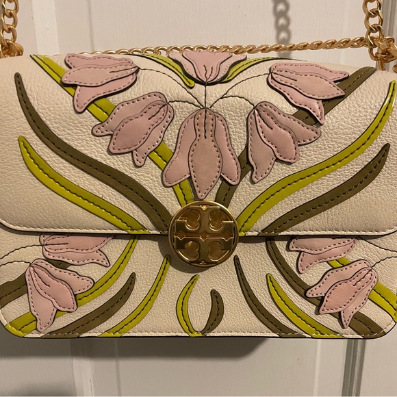 Tory Burch Chelsea Appliqué floral handbag Never Used! - Picture 2 of 5